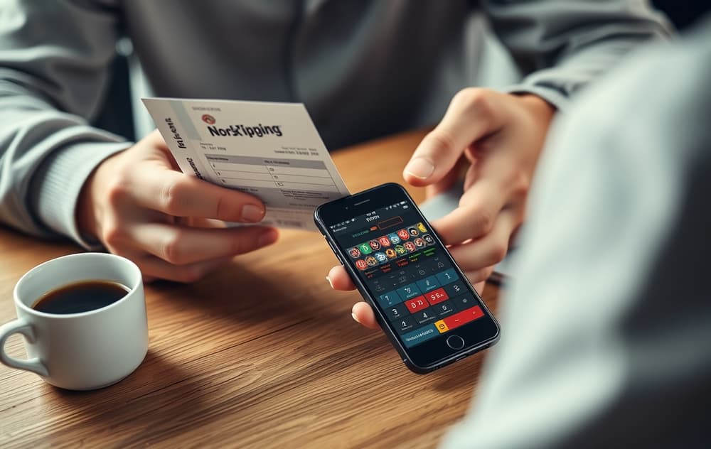 En norsk spiller sammenligner Norsk Tipping-billett med et nettcasino på mobilen.